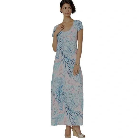 Lilly Pulitzer Wynne Short Sleeve Stretch Jersey Knit Maxi Dress Women’s Small - Picture 3 of 12